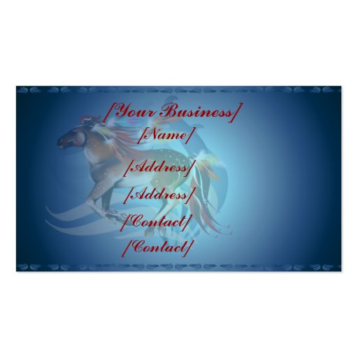 Horse N Bright Feathers Business Card (back side)