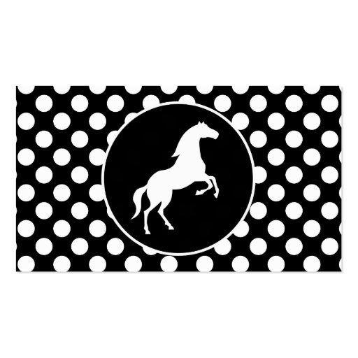 Horse on Black and White Polka Dots Business Card Template