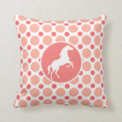 Horse; Pink & Coral Polka Dots Pillow