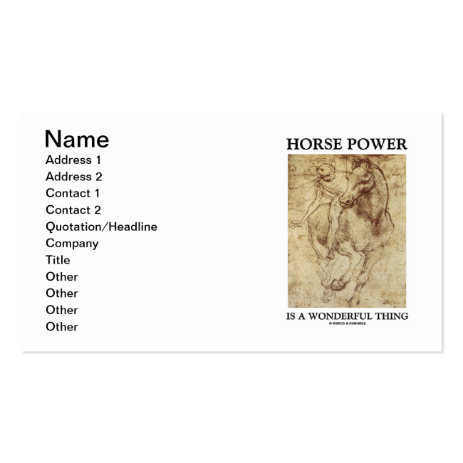 Horse Power Is A Wonderful Thing (da Vinci Horse) Double-Sided Standard Business Cards (Pack Of 100)