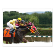 Horse Race Finish Postcard