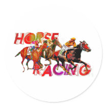 Horse Racing Action Round Stickers