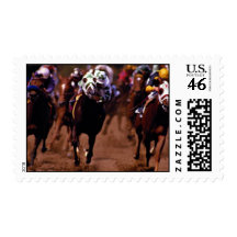 Horse racing postage stamp
