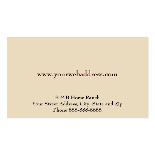 Horse Ranch Business Card (back side)