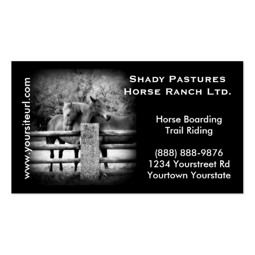 Horse Ranch, Riding Stables or Boarding Business Card (front side)