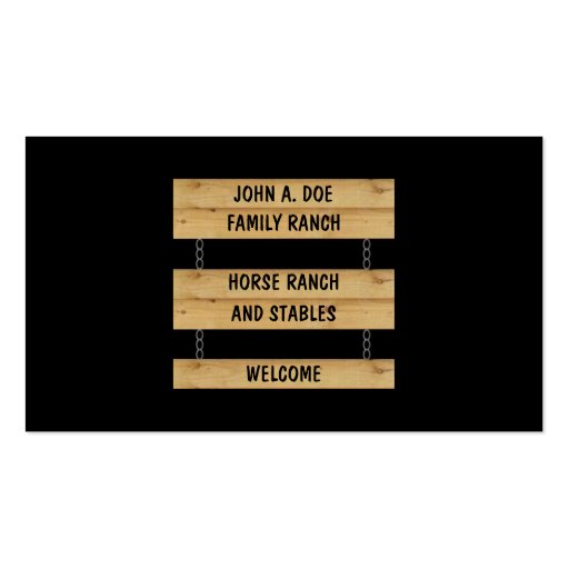 Horse Ranch Stables Cattle Farm Black Business Card (front side)