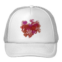 Horse - Red Horse Outline With Hearts Mesh Hats