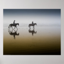 Horse riders at the beach poster