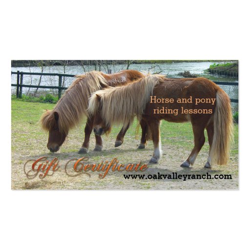 Horse Riding Lessons Gift Certificate Template Double-Sided Standard