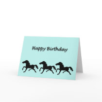 Horse running Happy Birthday card
