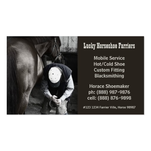 Horse Shoe Farrier Hoof Service Business Card Templates (front side)