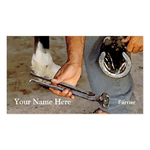 Horse shoeing business card (front side)