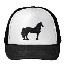 Horse silhouette in black and white mesh hat