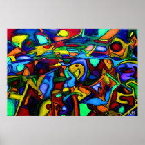 Horse Skull on an Orange Spike painting Posters