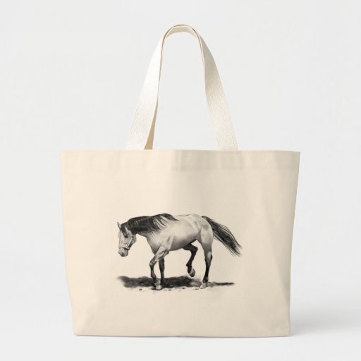 HORSE, STALLION, PENCIL ART REALISM CANVAS BAG