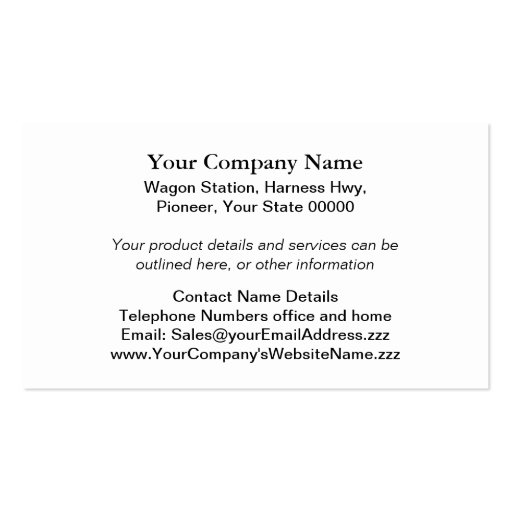 Horse team business card (back side)