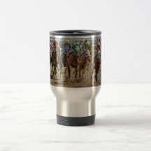 Horse Thoroughbreds Rounding Last Turn Coffee Mug