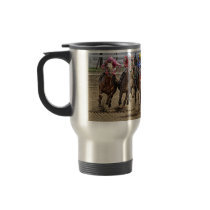 Horse Thoroughbreds Rounding Last Turn Coffee Mug