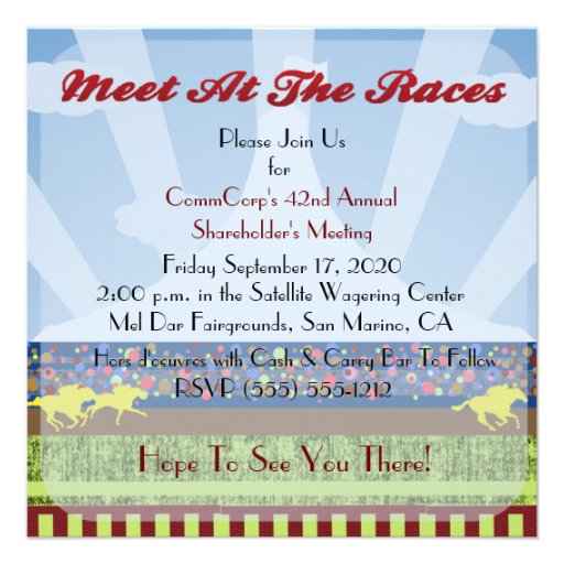 Horse Track Race Event Corporate Party - Custom Invites