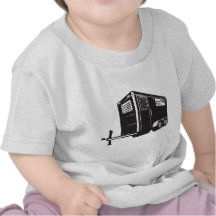 horse trailer viewed from low angle retro style t shirt