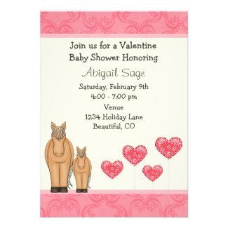 Horse Valentine Baby Shower Invitation for Girls