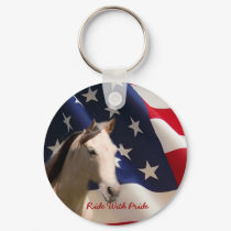 Horse With American Flag Keychain