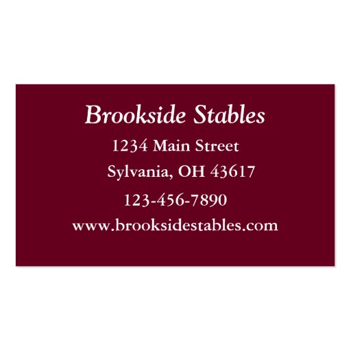 Horseback Riding Business Card (back side)