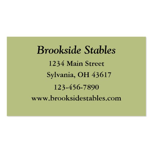 Horseback Riding Business Card (back side)
