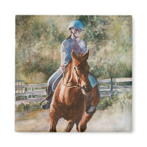 Horseback Riding Equestrian Teamwork Magnet by michelleys Horseback Riding Equestrian Teamwork Magnet