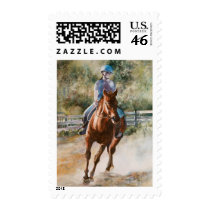 Horseback Riding Equestrian Teamwork Postage Stamp