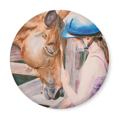 HorseBack Riding Girl and her Horse Animal Lover Fridge Magnets by michelleys