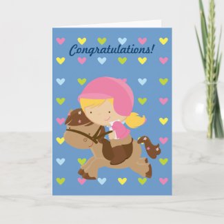 Horseriding Hearts Congratulations Card card