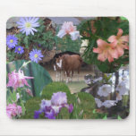Horses and Flowers Collage Mousepad