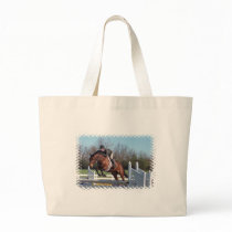 Horses and Show Jumping Jumbo Tote Canvas Bags