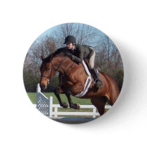 Horses and Show Jumping Round Button