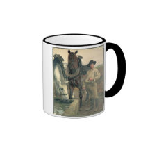 Horses at the Water Trough, 1884 (oil on canvas) Mugs