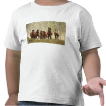 Horses cresting small hill during roundup, 2 t shirts