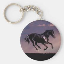 Horses Dance silhouette at sunset Keychain