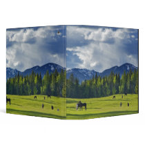 Horses graze in pasture near Whitefish, Vinyl Binder