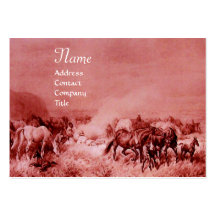 HORSES GRAZING  red brown Business Card Template