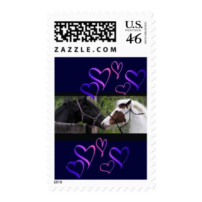 Horses & Hearts Postage,blue by RookyStudios