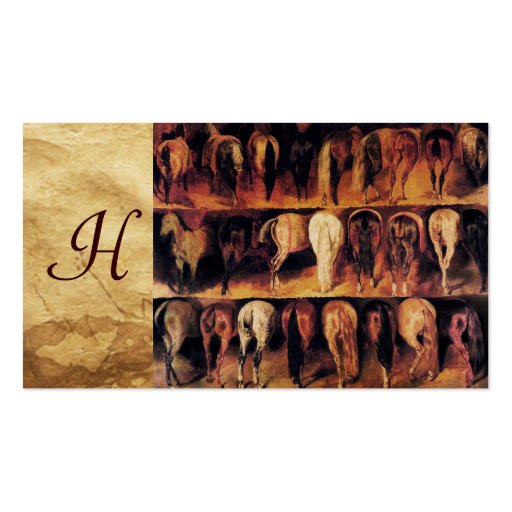 Horses' Hindquarters, Parchment Monogram Business Card (back side)