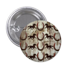 Horses Horseshoes on Barn Wood Cowboy Gifts Pinback Buttons