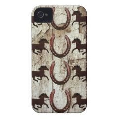 Horses Horseshoes on Barn Wood Cowboy Gifts iPhone 4 Case