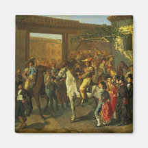 Horses in a Courtyard Refrigerator Magnets