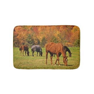 Horses in Autumn Animal Bath Mats