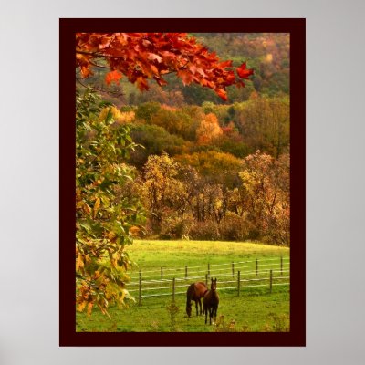 Horses in Autumn Posters