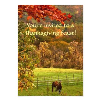 Horses in Autumn Thanksgiving Invitation