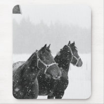 Horses in Snowfall mousepads by HorseLoversGifts Horses in Snowfall mousepads