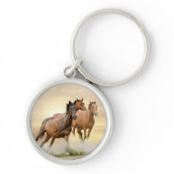 Horses In Sunset Keychain